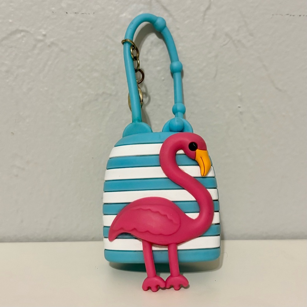 Bath & Body Works Striped Flamingo Pocketbac Sanitizer Holder